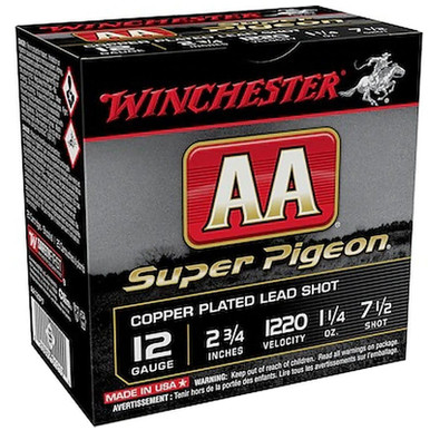 Winchester Ammo AA12SP7 AA Super Pigeon 12 Gauge 2.75" 1 1/4 oz 7.5 Shot 25 Rounds