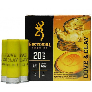 Browning Dove & Clay 20 Gauge 2-3/4" 7/8 oz. #8 Shot 25 Rounds