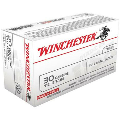 Winchester 30 Carbine Full Metal Case 110GR, 50 Rounds