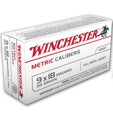 Winchester Metric 9x18 Makarov 95GR FMJ 50 Rounds