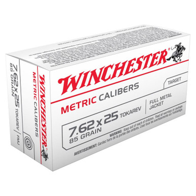 Winchester USA 7.62x25mm Tokarev 85GR FMJ 50 Rounds