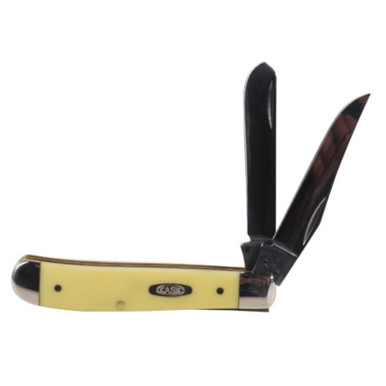 Case Mini Trapper Knife Clip and Spey Chrome Blades Yellow Handle