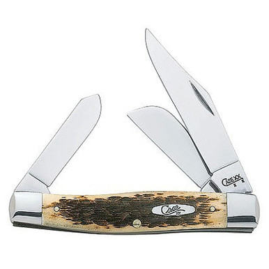 Case 00204 Large Amber Bone CV Stockman Pocket Knife 3.3"