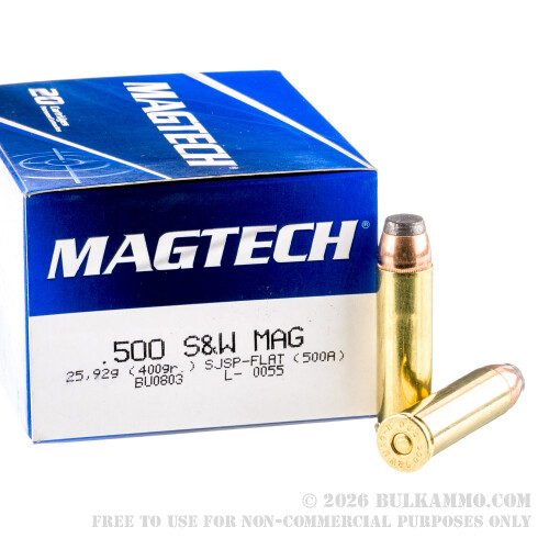 20 Rounds of .500 S&W Mag Ammo by Magtech - 400gr SJSP
