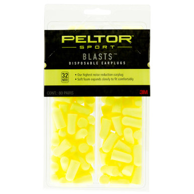 3M Peltor Blasts Disposable Earplugs 32 dB Yellow 80 Pair 97082
