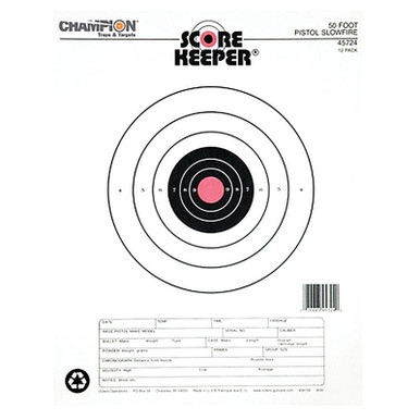 Champion 50 Foot Pistol Slowfire Orange Bullseye 12 Per Pack, 45724