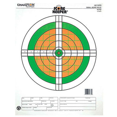 Champion Scorekeeper 100 Yd Small Bore Paper Target Orange/Green 12Pk 45762