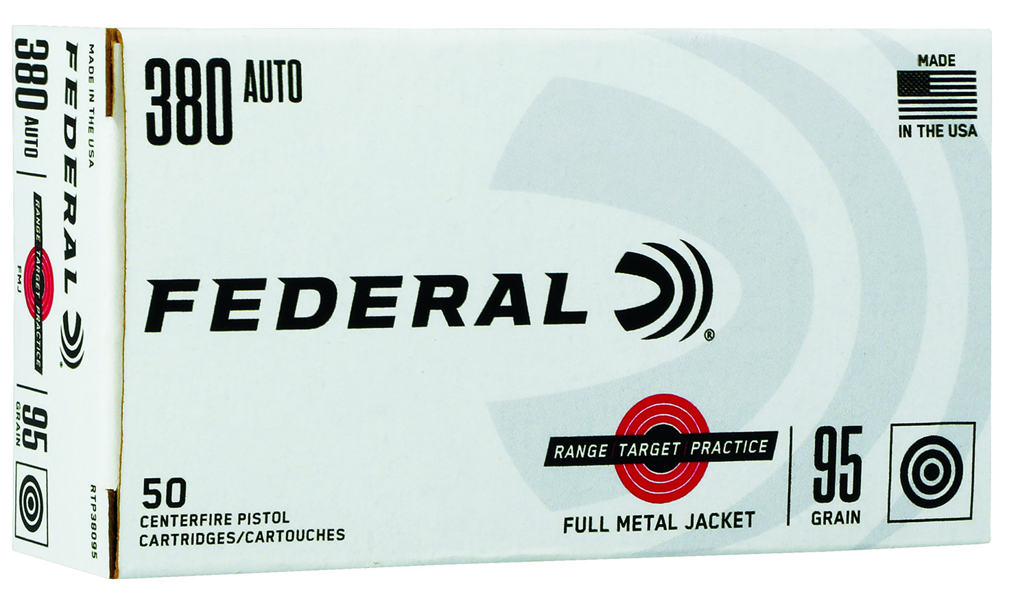 Federal Range & Target 380ACP 95gr Full Metal Jacket 50 Per Box/20 Case