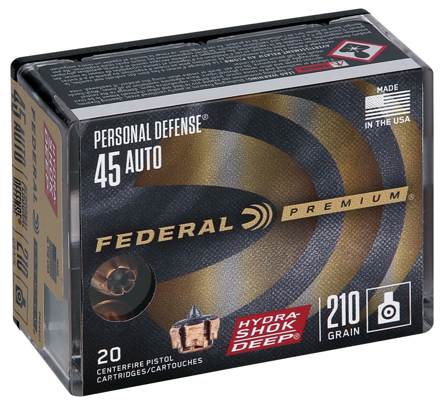 Federal .45 ACP Personal Defense 210gr Hydra-Shok Deep JHP Ammo 980 FPS