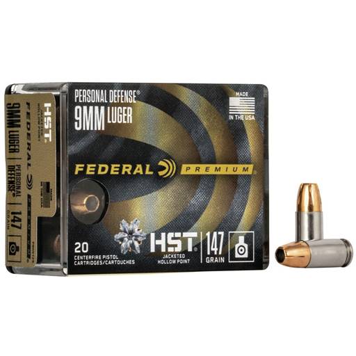 Federal Premium Personal Defense HST 9mm 147 Grain Hollow Point 20 Round Box- P9HST2S