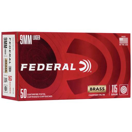 Federal Champion 9mm 115 Grain Full Metal Jacket 50 Round WM Red Box- WM5199