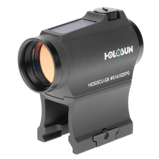 Holosun Technologies 503CU Rifle Green Dot 2 MOA Dot 65 MOA Circle Dual Reticle Solar Shake Awake Night Vision Compatible- HE503CU-GR