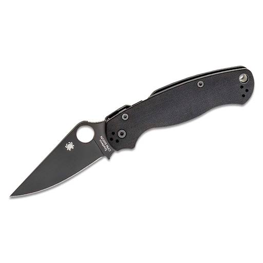 Spyderco Paramilitary 2 Folder Black G10 Handle Satin Plain Spear Point Blade- C81GPBK2