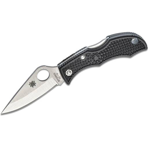 Spyderco Ladybug 3 Folder Black Handle Satin Plain Drop Point Blade- LBKP3