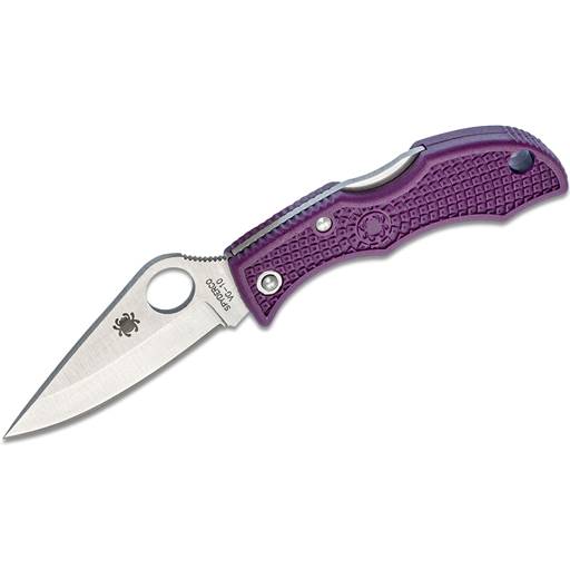 Spyderco Ladybug 3 Folder Purple Handle Satin Plain Drop Point Blade- LPRP3