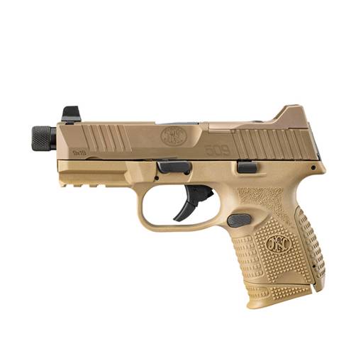 FN 509 Compact Tactical 509C 9mm FDE Optic Cut Suppressor Height Night Sights4.32" Threaded Barrel 12,24 Rounds- 66-100780