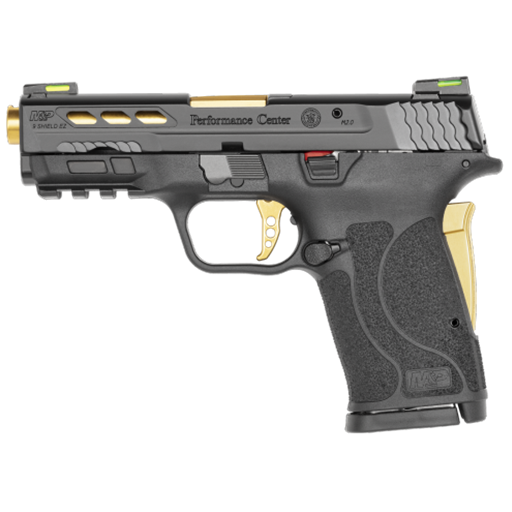 Smith & WessonM&P Shield EZ 9MM Performance Center Window Cut Slide 3.75" Gold Barrel No Safety 8 round - 13228
