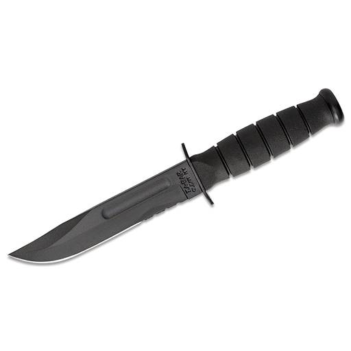 Ka-Bar Knives Short Fighting Knife 5" Serated Fixed Clip Point Black Blade Black Grip- 1257