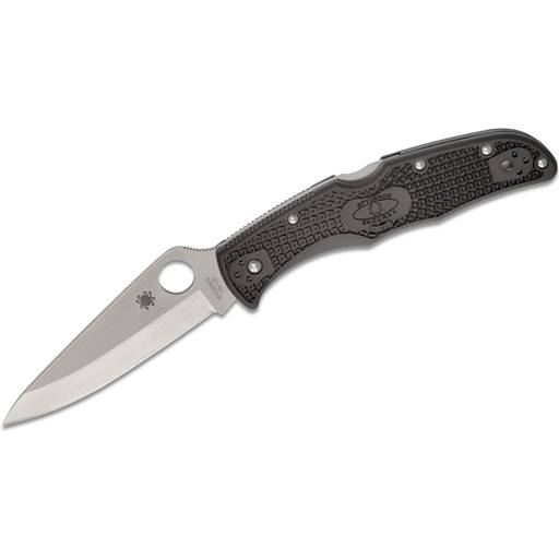 Spyderco Endura Folder Black Handle Satin Plain Drop Point Blade- C10PBK