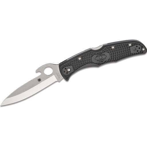 Spyderco Endura Folder Black Handle Satin Plain Drop Point Blade Emerson Opener- C10PGYW