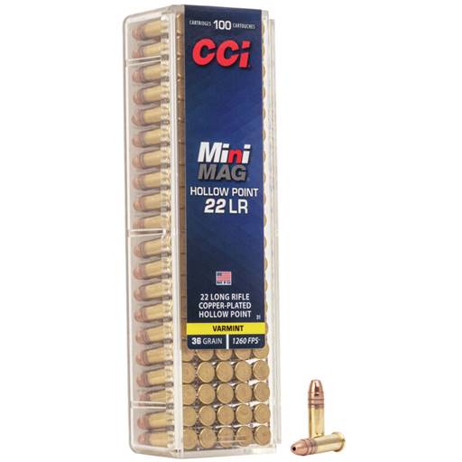 Federal CCI Mini Mag HP 22 LR 36 Grain Copper Plated Hollow Point 100 Round Box- 31