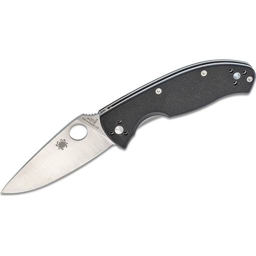 Spyderco Tenacious Folder Black Handle Satin Plain Drop Point Blade- C122GP