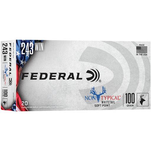 Federal Non Typical Whitetail 243 100 Grain Soft Point 20 Round Box- 243DT100