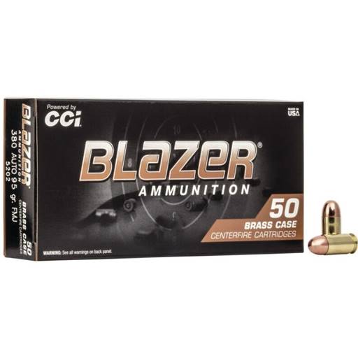 Federal Blazer Brass 380 acp 95 Grain Full Metal Jacket 50 Round Box- 5202