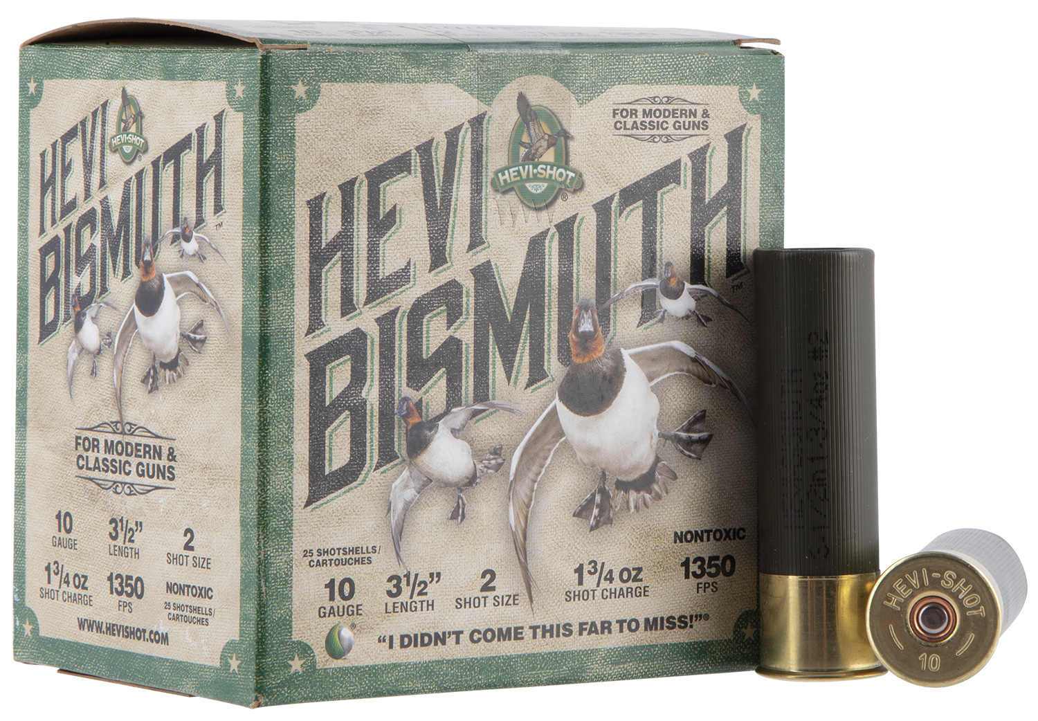 HEVI-Shot HEVI-Bismuth 10Gauge 3.50″ 1 3/4oz Bismuth 2Shot 25 Per Box/10 Case