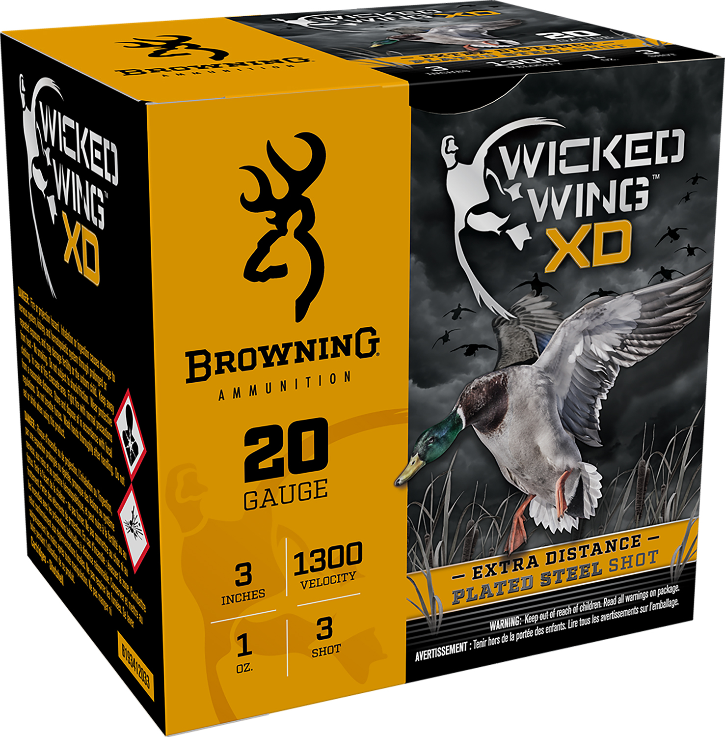 Browning Ammo Wicked Wing XD 20Gauge 3″ 1oz 3Shot 25 Per Box/10 Case