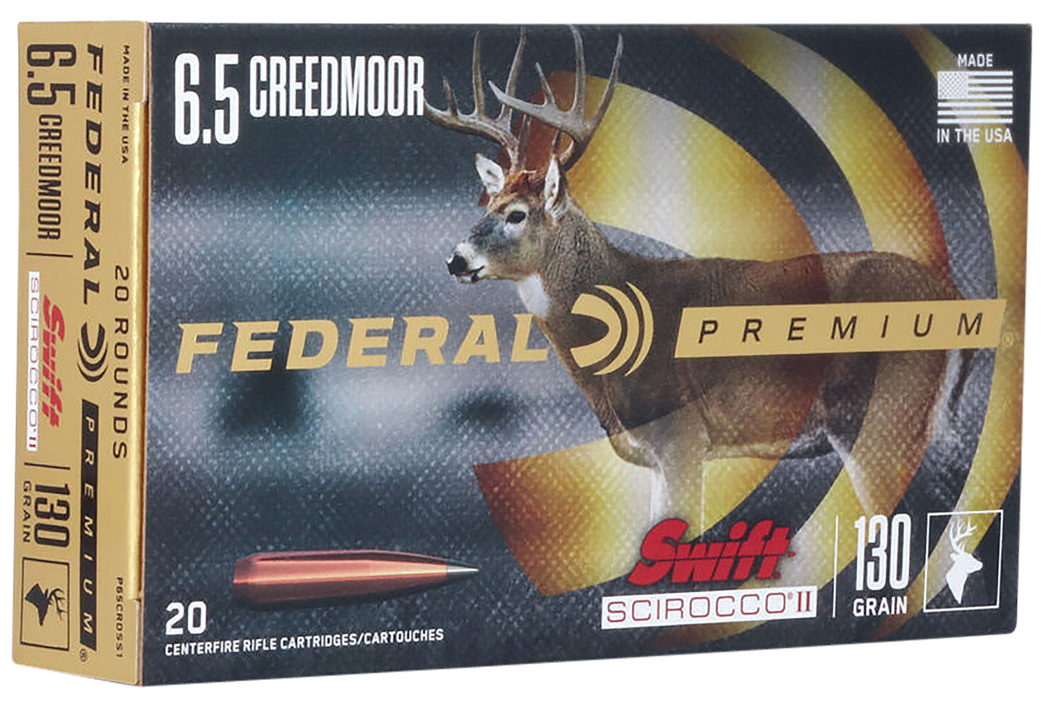 Federal 6.5mm Creedmoor 130gr Swift Scirocco II Ammo 2800 FPS
