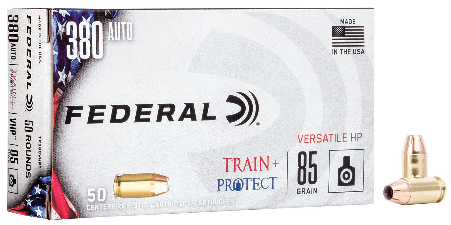 Federal .380 ACP Train & Protect 85gr Versatile HP Ammo 1000 FPS