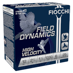 Fiocchi Field Dynamics High Velocity 12GA 2.75" 1 1/4 Oz 1330 FPS #6 Shot 25 Box