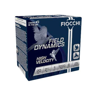Fiocchi High Velocity 20 Gauge 2-3/4" 1 oz #8 Shot, 25 Rounds