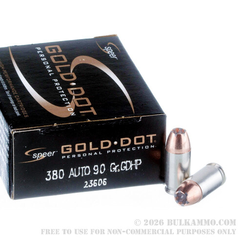 20 Rounds of .380 ACP Ammo by Speer - 90gr JHP