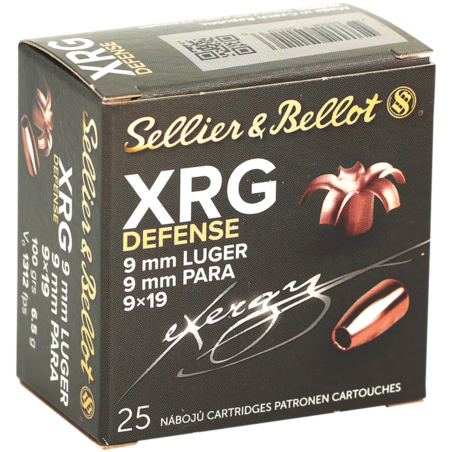 Sellier & Bellot 9mm Luger XRG-D 100gr SCHP Ammo 1312 FPS
