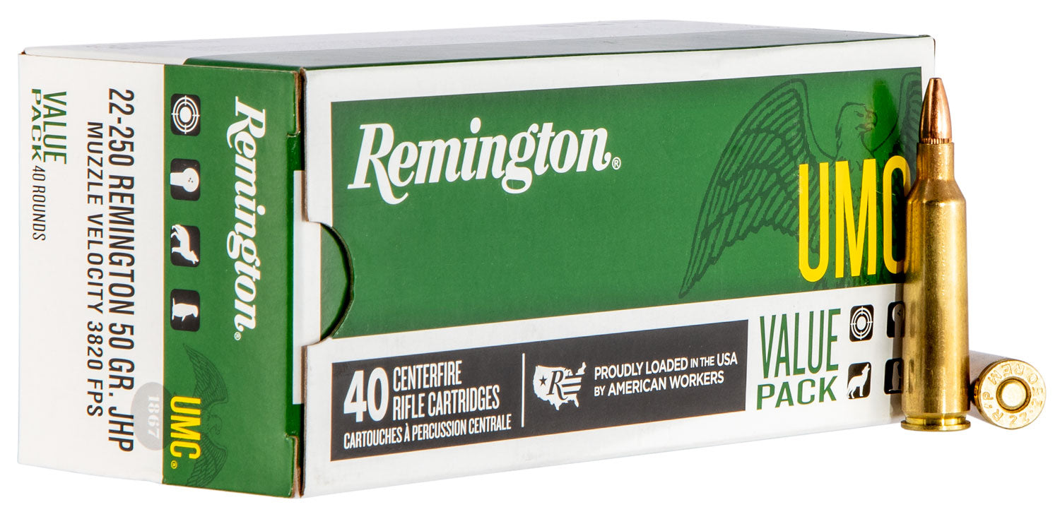 Remington .22-250 Remington UMC 50gr JHP Ammo - 40 Rounds 3820 FPS