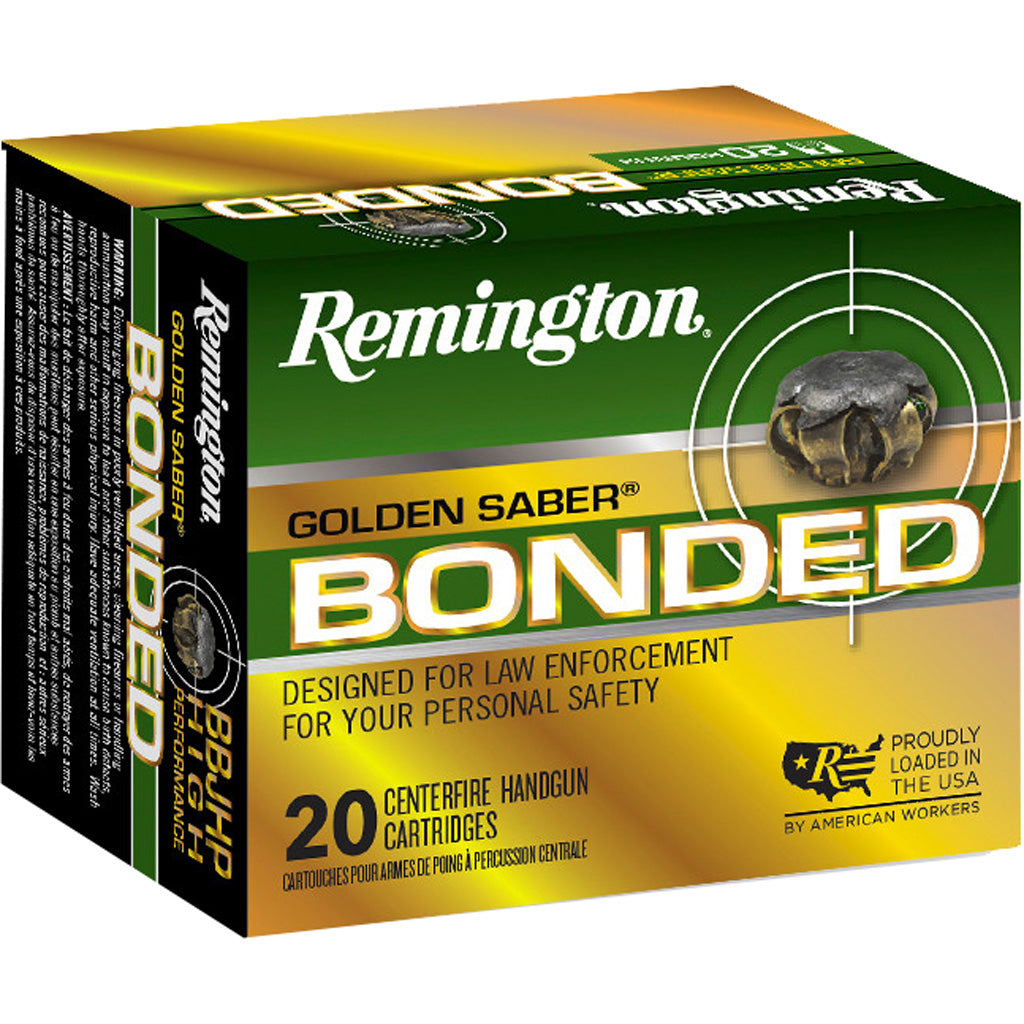 Remington .45 ACP Golden Saber 185gr Bonded Brass JHP Ammo 1015 FPS