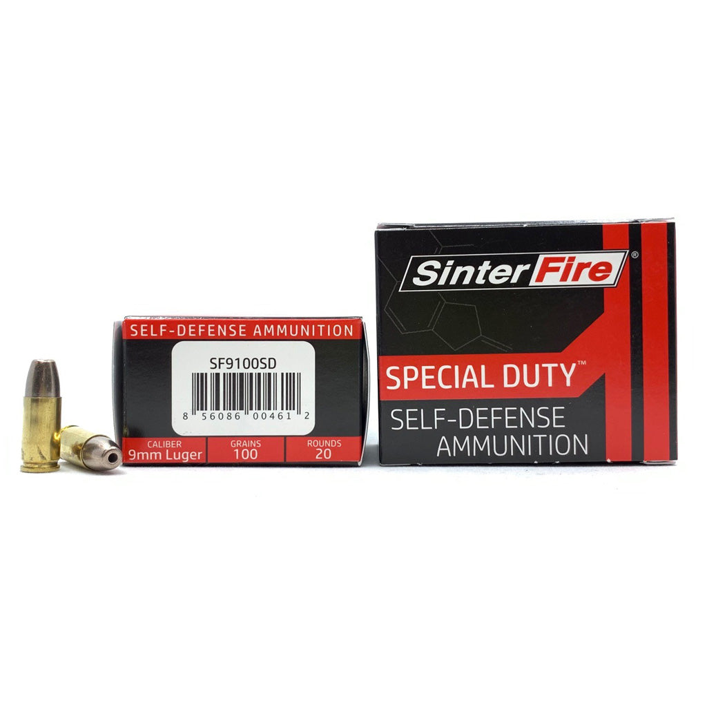 SinterFire 9mm Special Duty 100gr HP Ammo 1250 FPS