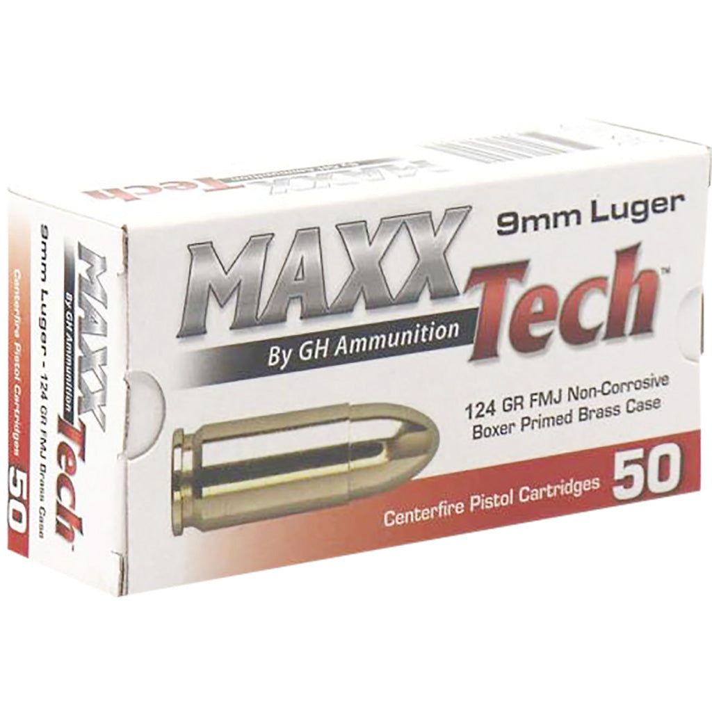 Maxxtech 9mm 124gr FMJ Ammo 1126 FPS