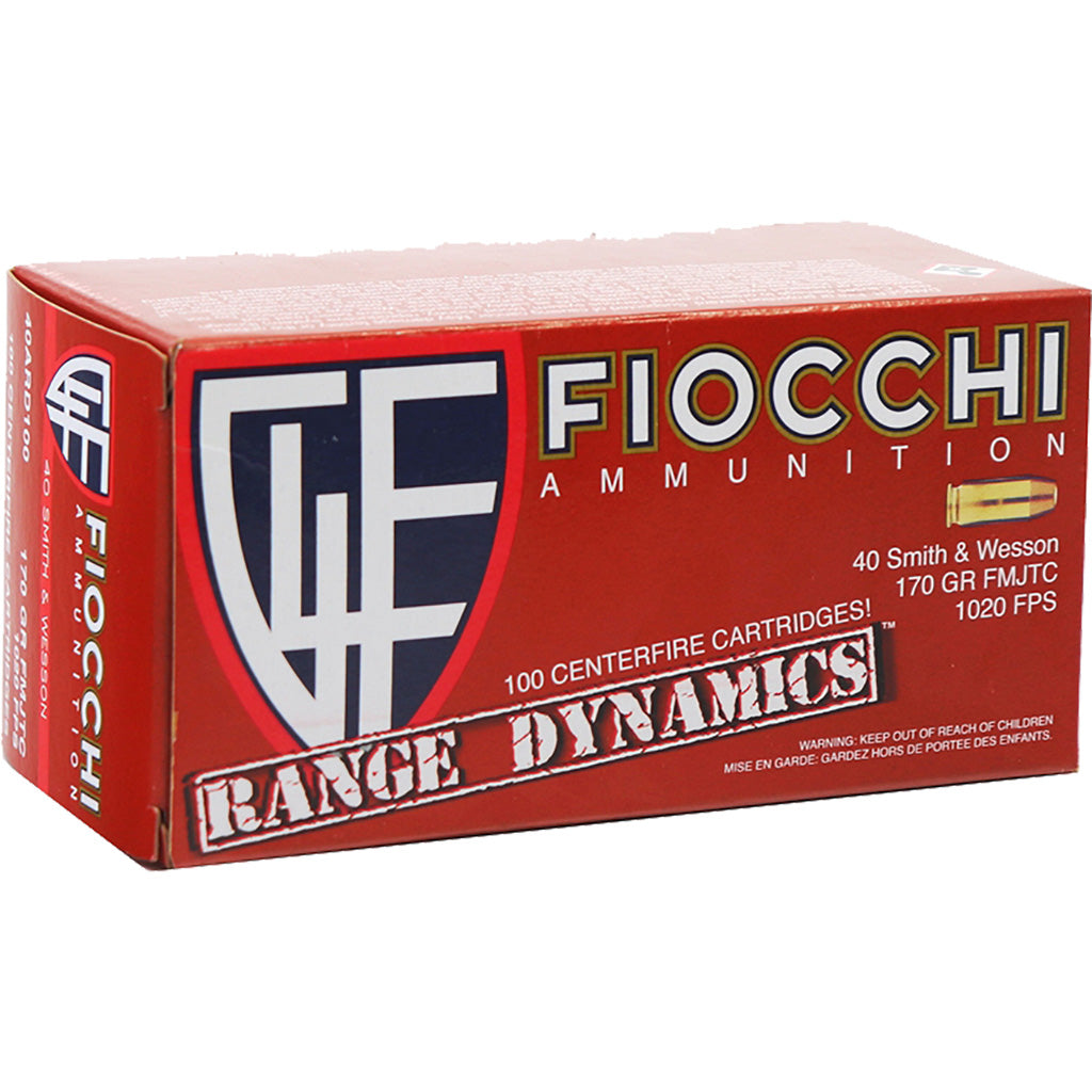Fiocchi .40 S&W Range Dynamics 170gr FMJ TC Ammo 1020 FPS
