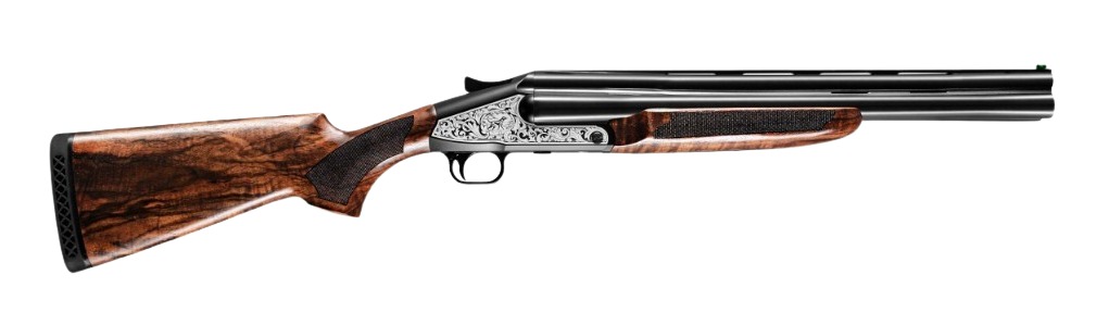ATI 12 Gauge 3.50″ 3 18″ Black Three Barrel Vent Rib, Black Engraved Receiver, Fixed Wood Stock