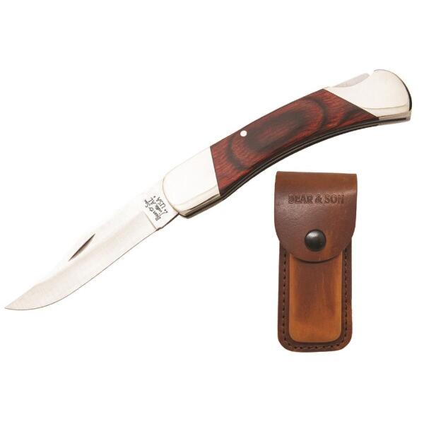 Bear and Son Pro Lockback w/ Sheath Rosewood 5 in.