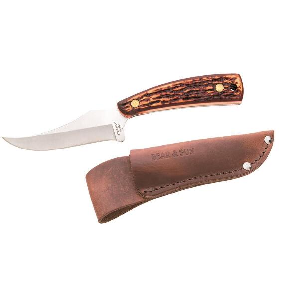 Bear and Son Upswept Skinner w/ Sheath Stag Delrin 7 1/4 in