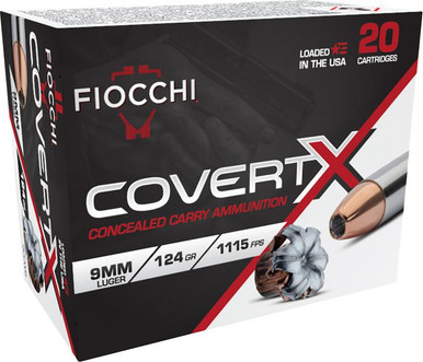Fiocchi Covert X 9mm 124 Grain JHP 9CCWB, 20 Rounds
