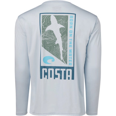 Costa Men's Tech Finder Long-Sleeve Fishing Shirt - Shark Arctic Blue