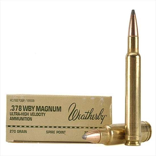 Weatherby Select Plus 378 Wthby Mag 270gr Spire Point (SP) 20 Bx/ 10 Cs
