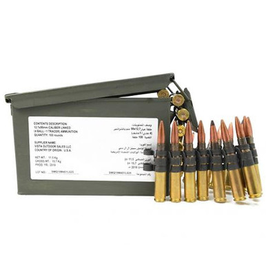 Federal Lake City .50 BMG M33/M17 4:1 Ball and Tracer Linked Ammo Can 100 rounds