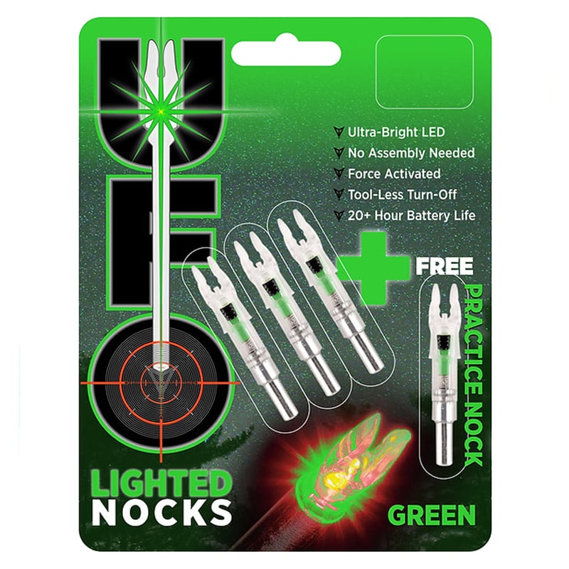 30-06 Outdoors UFO Lighted Nocks 3+1 Bonus Pack – Green .166 G Nock