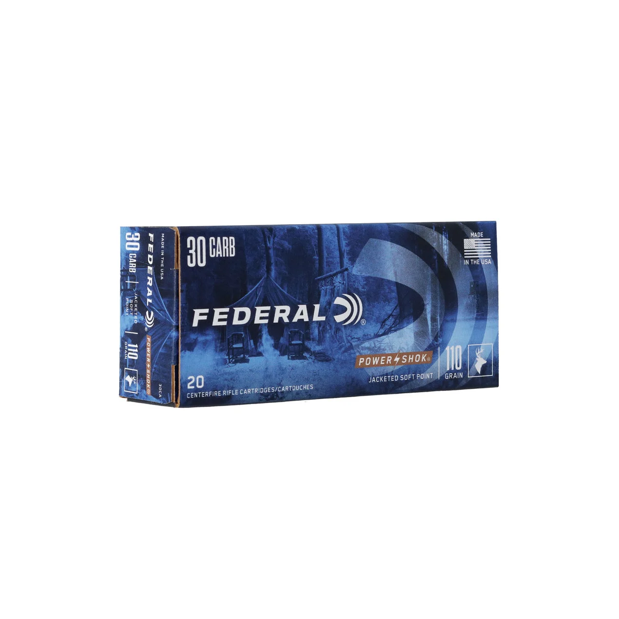 Federal, PowerShok, 30 Carbine, 110 Grain, Soft Point, Round Nose, 20 Round Box